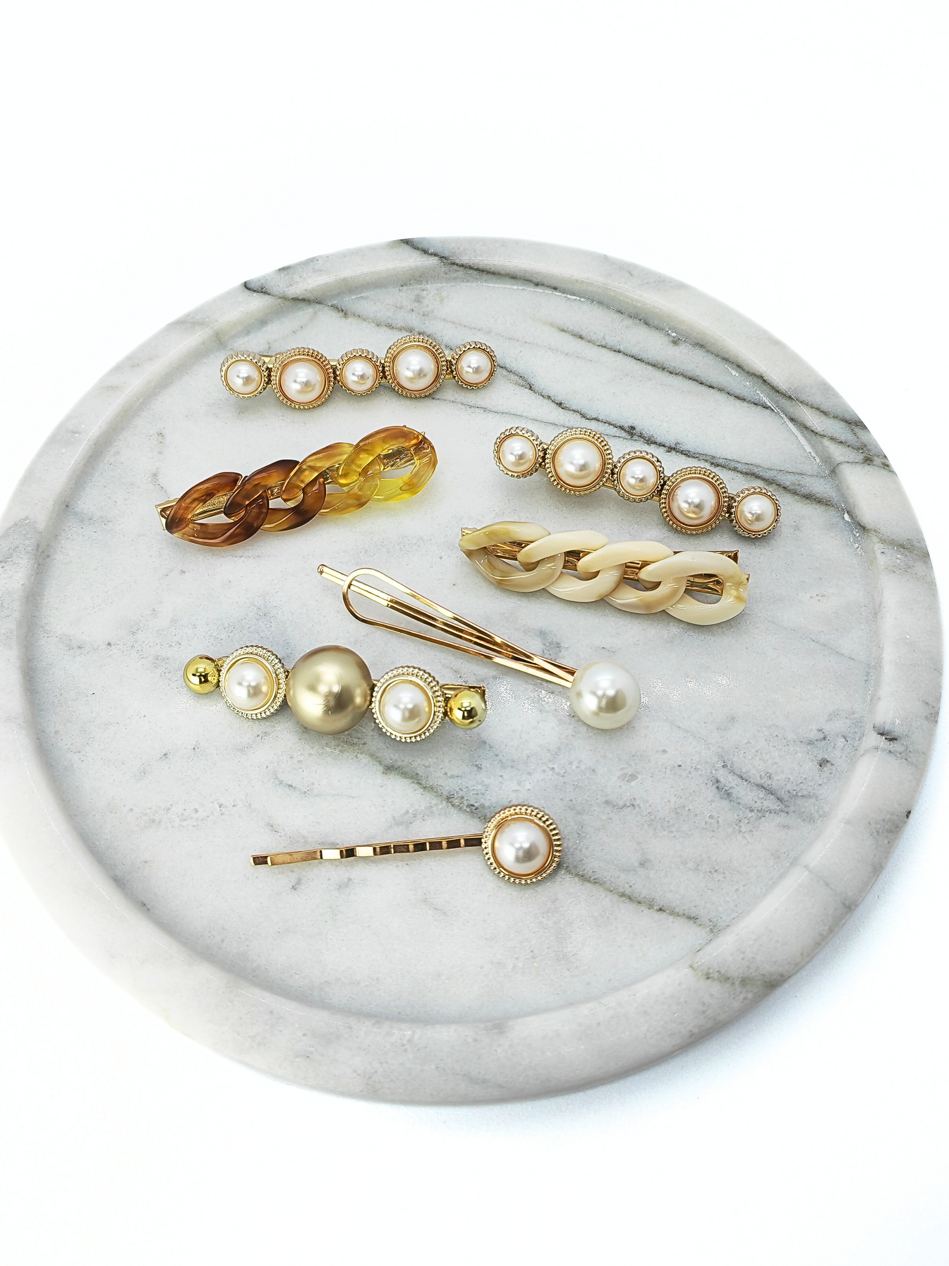 Golden Pearl Elegance Hair Pin Set – 3-Pack - cllovestudio