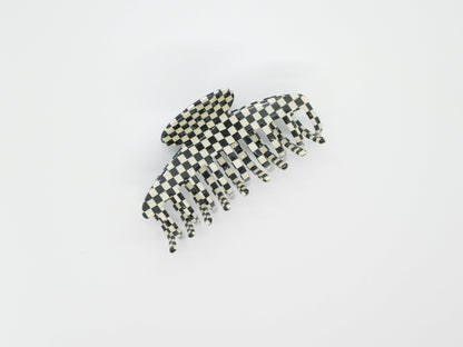 Classic Black & White Checkered Acetate Hair Claw Clip - cllovestudio