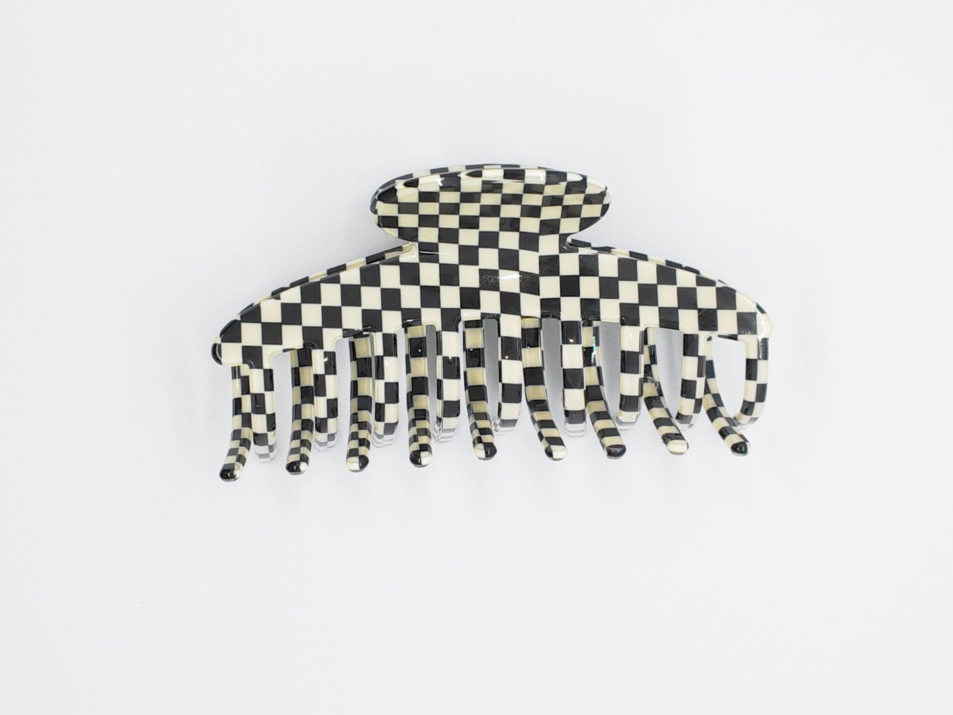 Classic Black & White Checkered Acetate Hair Claw Clip - cllovestudio