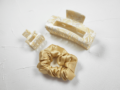 Ivory Marble Rectangular Hair Claw Clip - cllovestudio