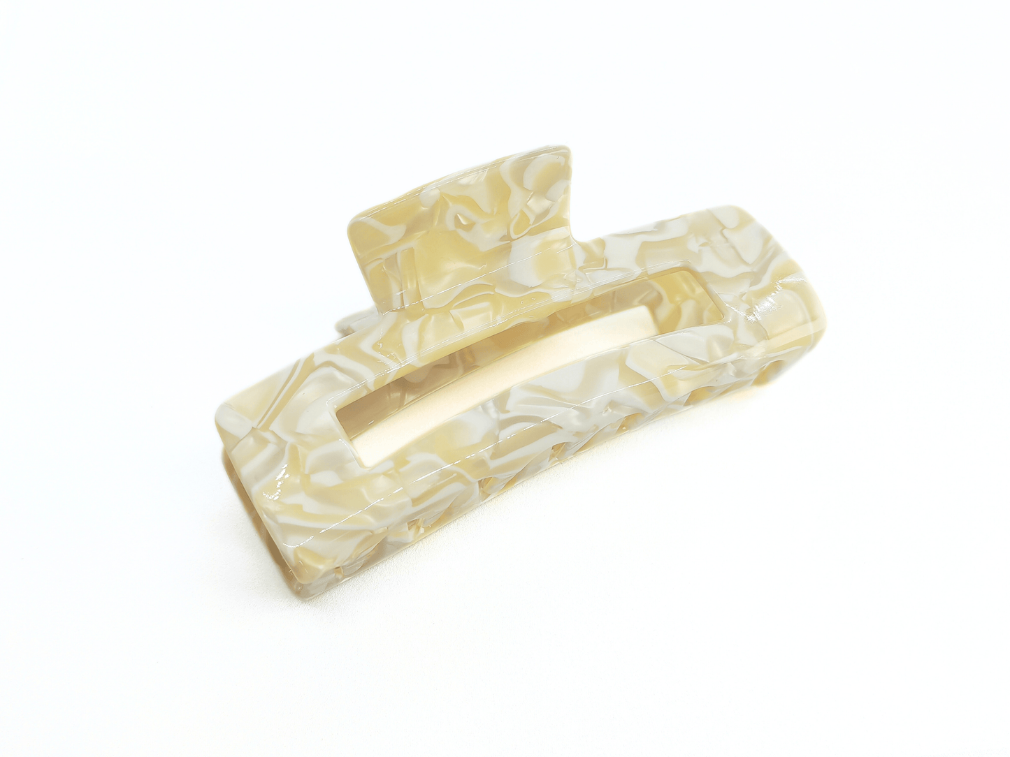 Ivory Marble Rectangular Hair Claw Clip - cllovestudio