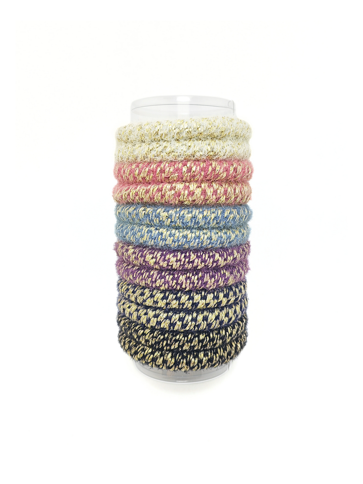 Lux Metallic Braided Elastic Hair Ties - Plush Knitted Bands (12-Pack) - cllovestudio