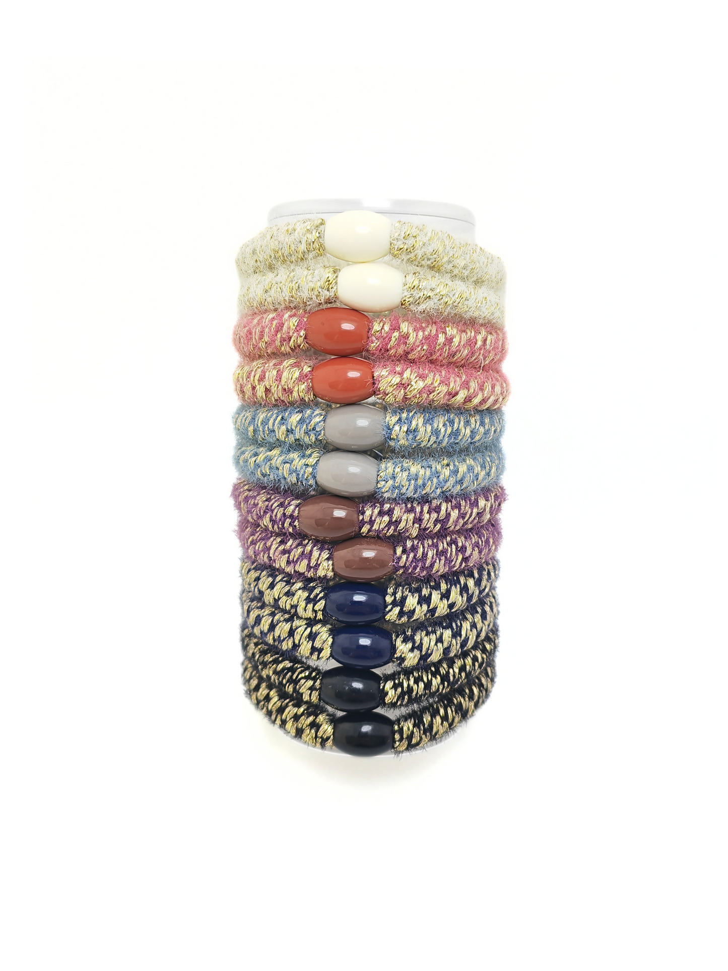 Lux Metallic Braided Elastic Hair Ties - Plush Knitted Bands (12-Pack) - cllovestudio