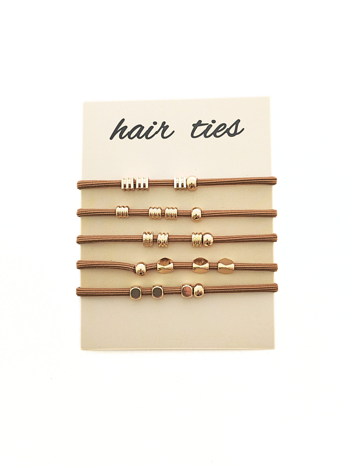 Minimalist Metal Accent Hair Tie Set – 5-Pack - cllovestudio