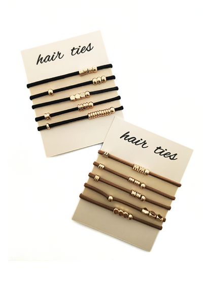 Minimalist Metal Accent Hair Tie Set – 5-Pack - cllovestudio