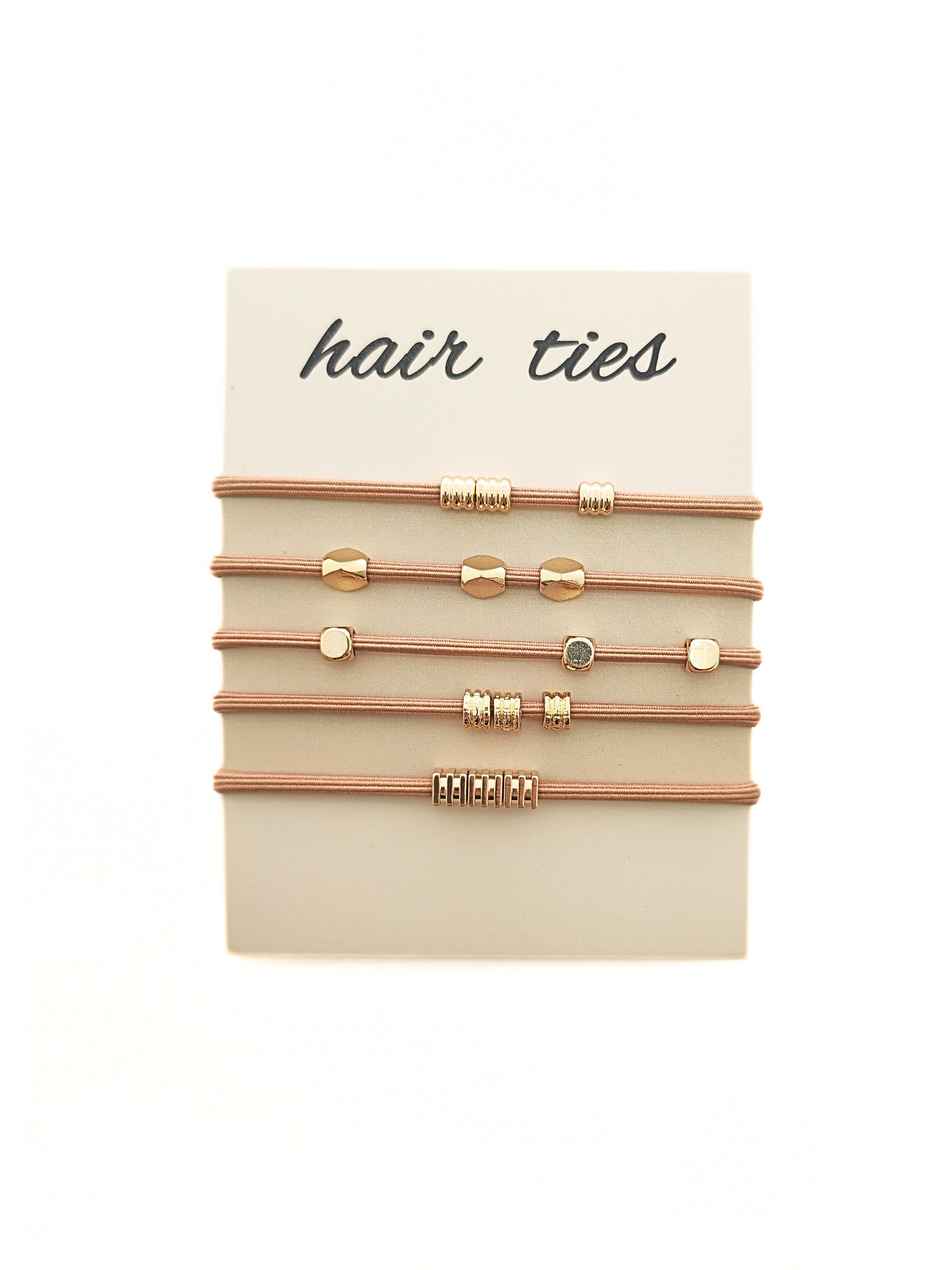 Minimalist Metal Accent Hair Tie Set – 5-Pack - cllovestudio