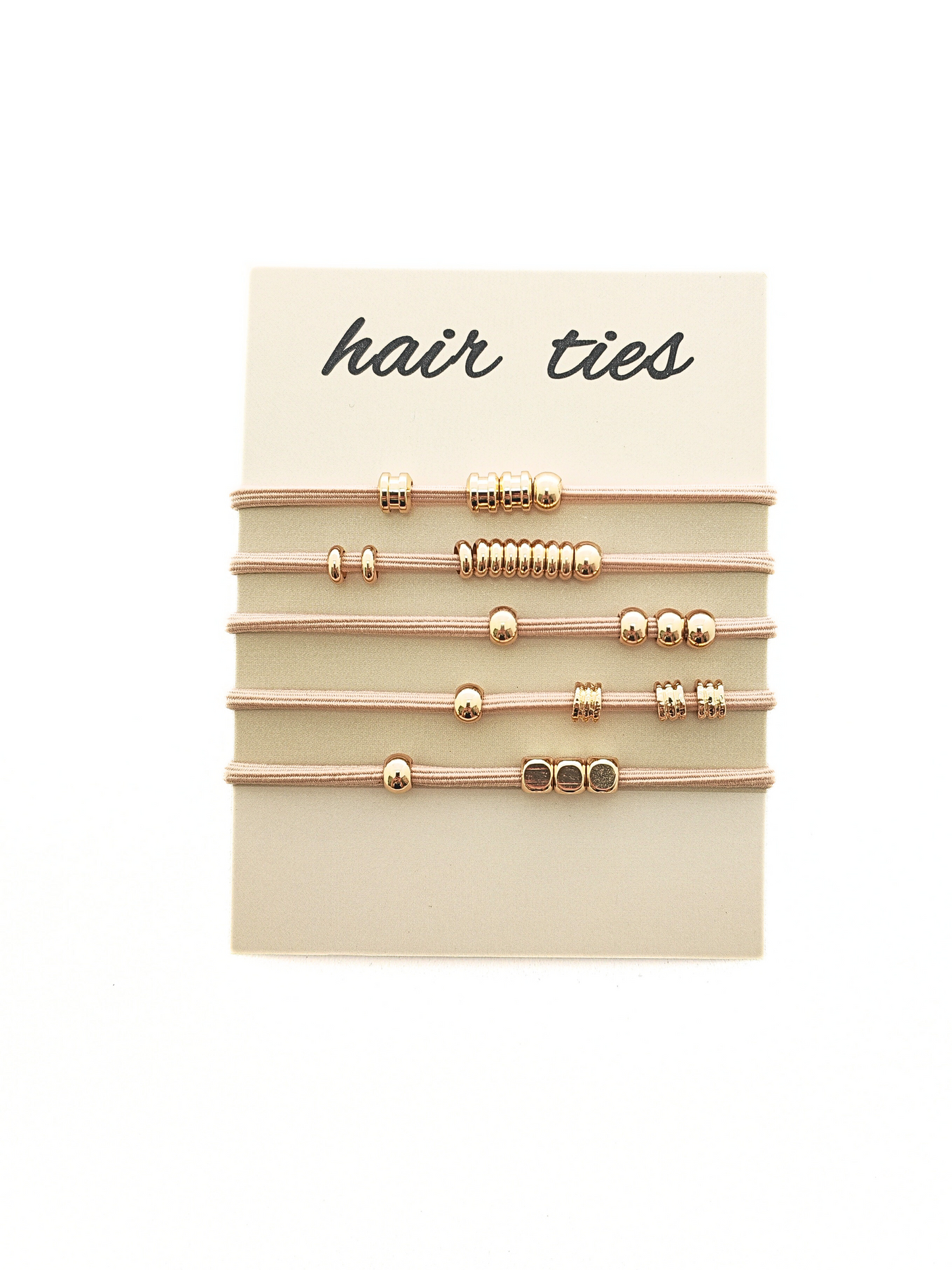 Minimalist Metal Accent Hair Tie Set – 5-Pack - cllovestudio