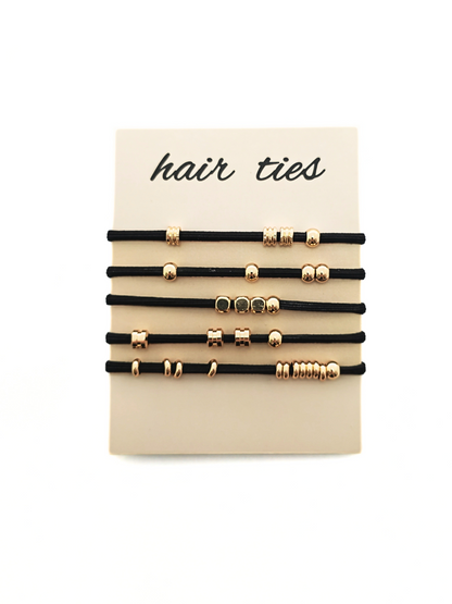 Minimalist Metal Accent Hair Tie Set – 5-Pack - cllovestudio