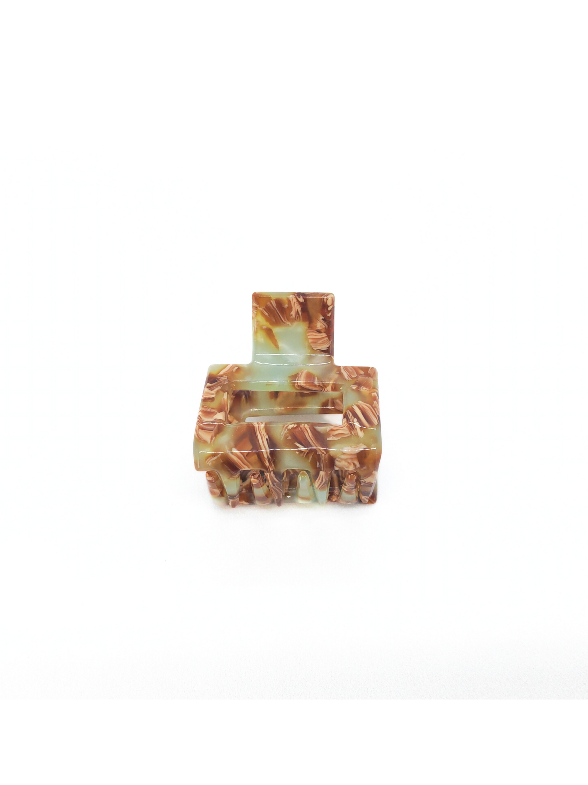Mint & Mocha Marbled Mini Hair Claw Clip_cllovestudio