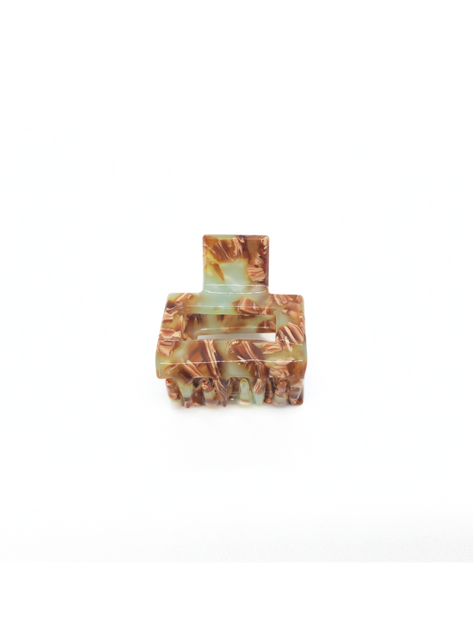 Mint & Mocha Marbled Mini Hair Claw Clip_cllovestudio