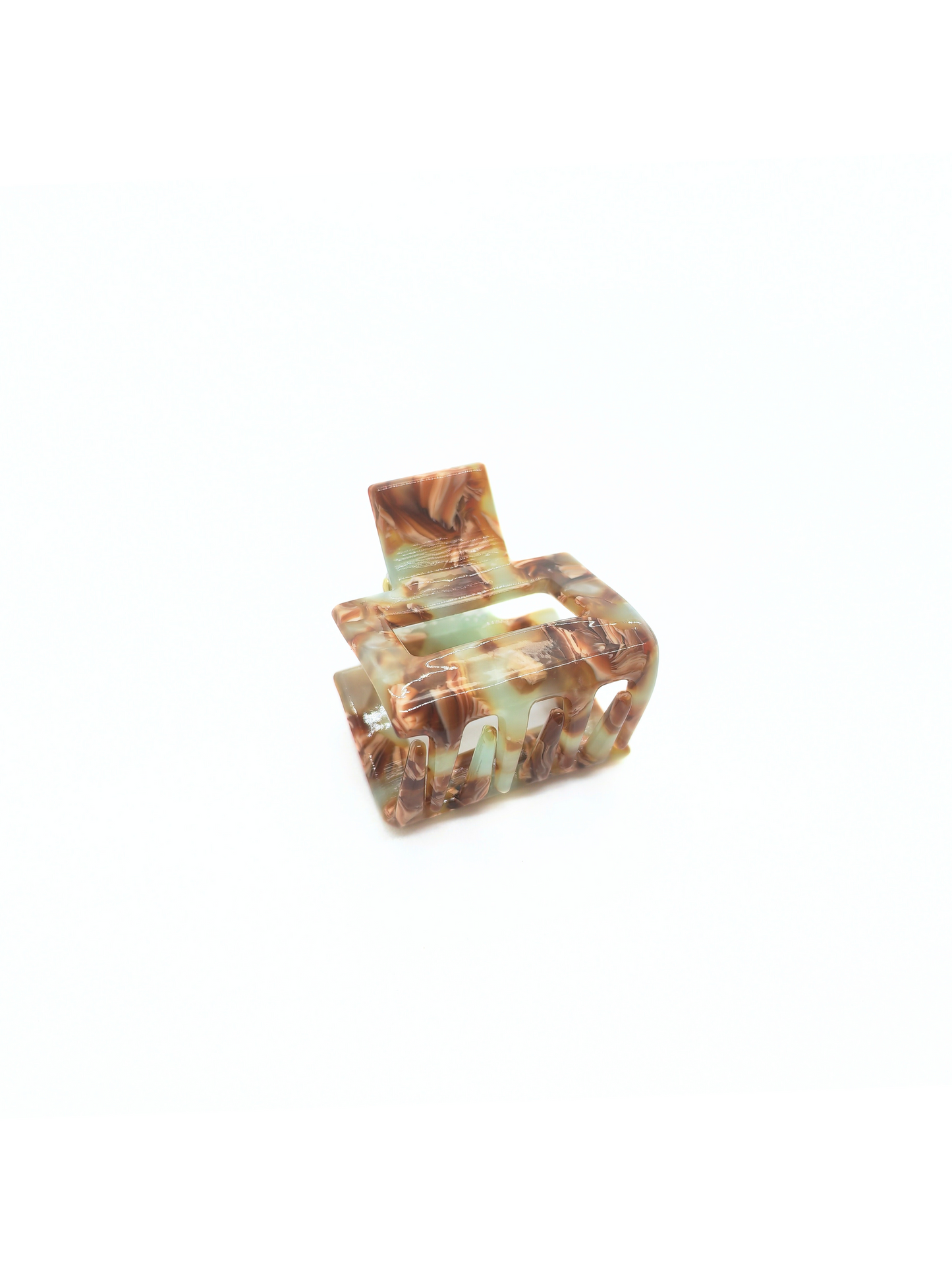Mint & Mocha Marbled Mini Hair Claw Clip_cllovestudio
