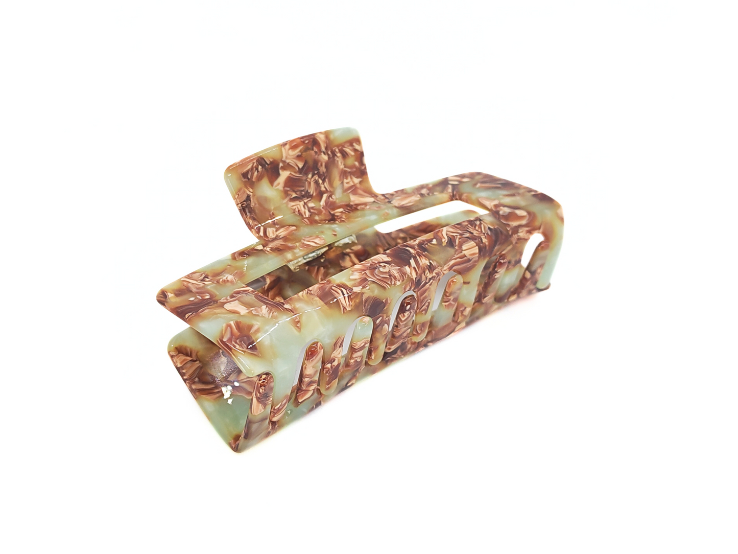 Mint & Mocha Marbled Rectangular Hair Claw Clip - cllovestudio