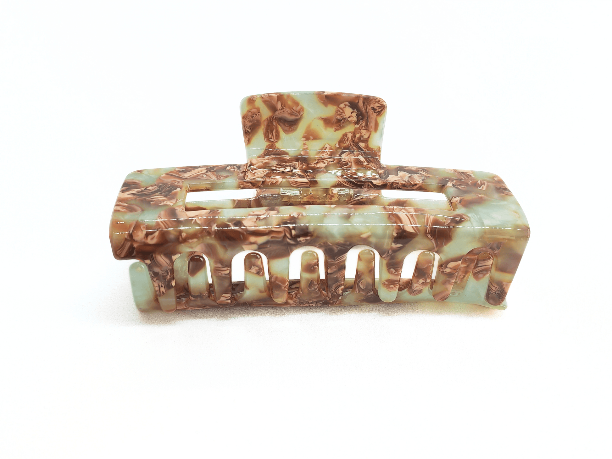 Mint & Mocha Marbled Rectangular Hair Claw Clip - cllovestudio