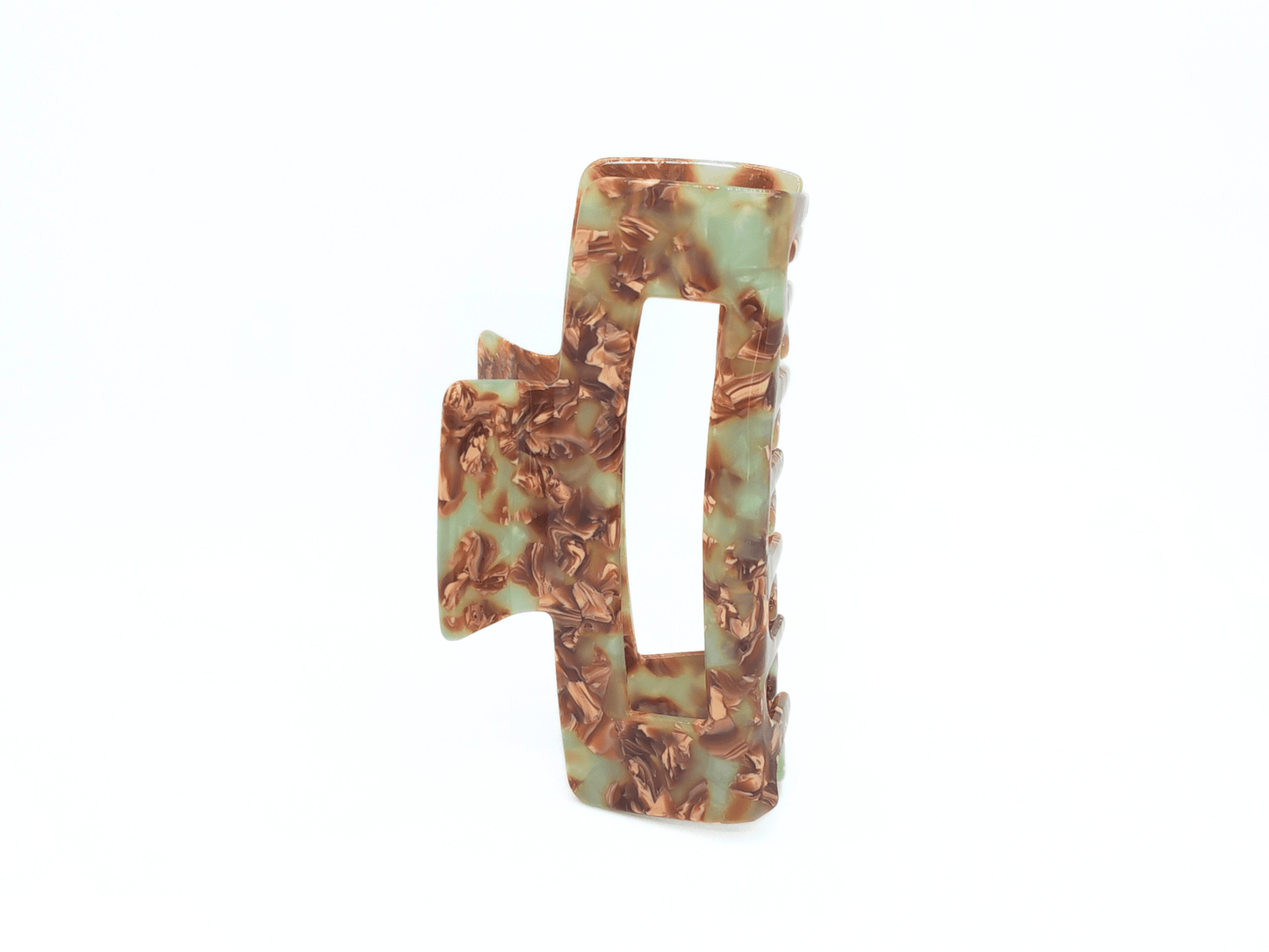 Mint & Mocha Marbled Rectangular Hair Claw Clip - cllovestudio