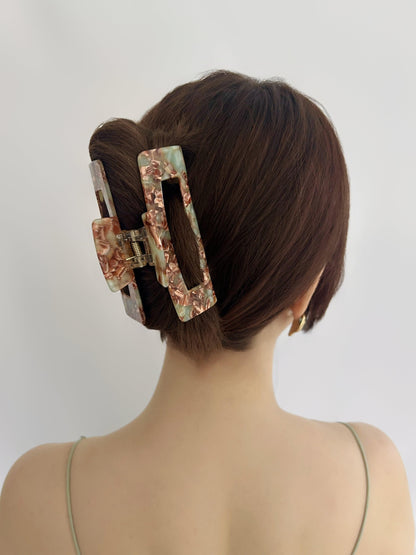 Mint & Mocha Marbled Rectangular Hair Claw Clip - cllovestudio