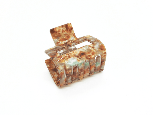 Mint & Mocha Marbled Square Hair Claw Clip - cllovestudio