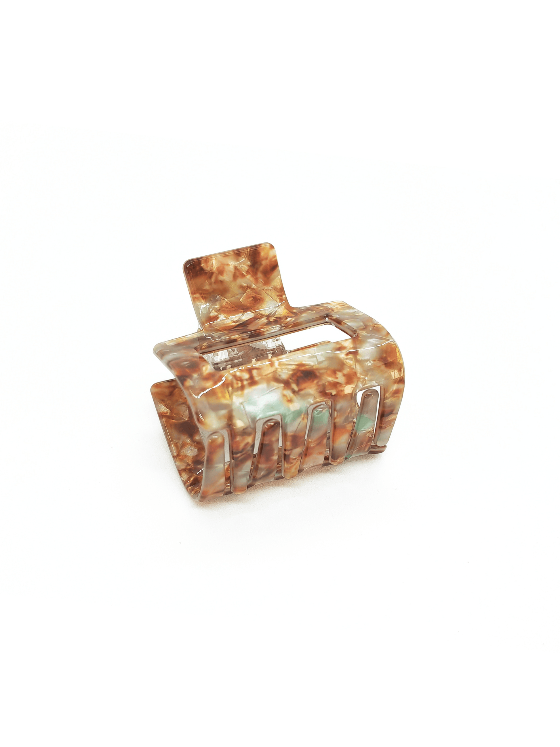 Mint & Mocha Marbled Square Hair Claw Clip - cllovestudio