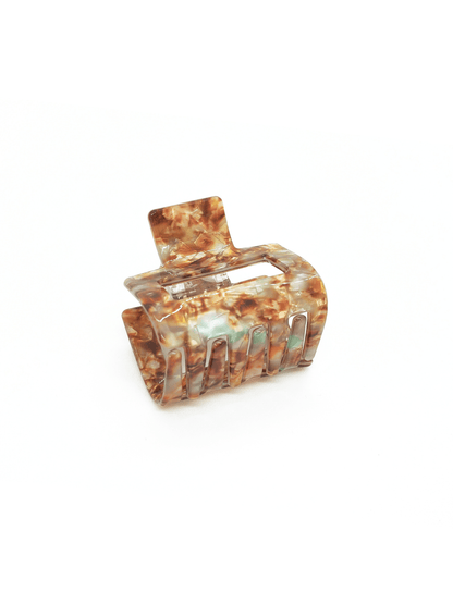 Mint & Mocha Marbled Square Hair Claw Clip - cllovestudio