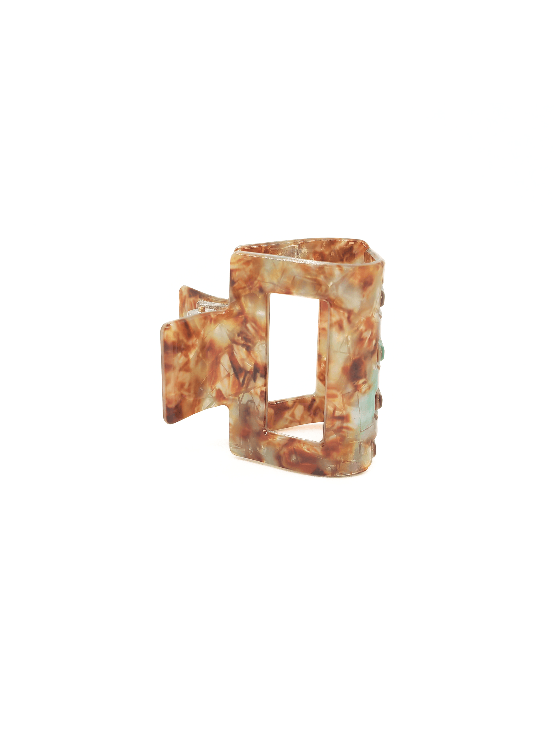 Mint & Mocha Marbled Square Hair Claw Clip - cllovestudio