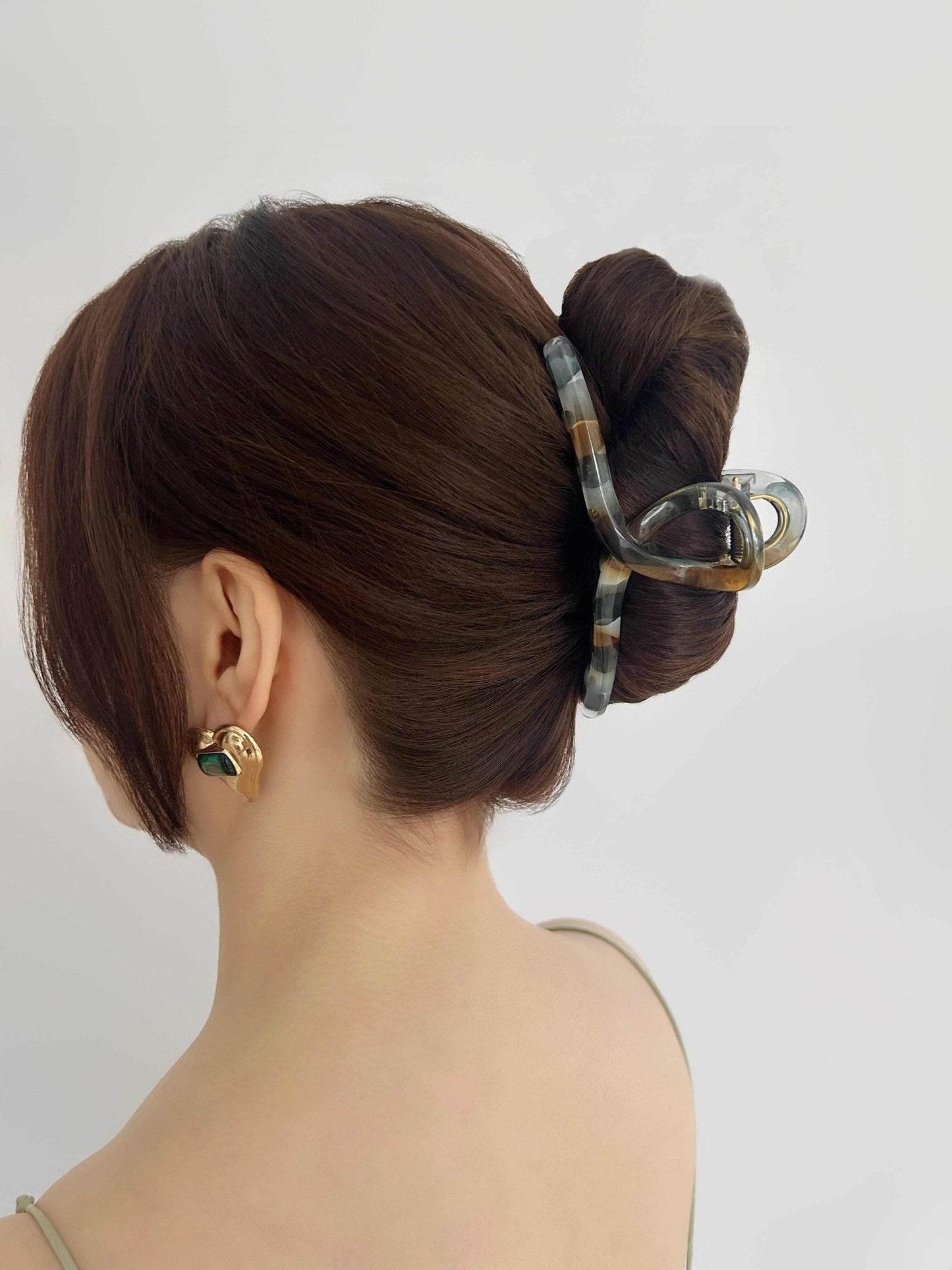 Modern Art Amber Marble Twisted Hair Clip - cllovestudio