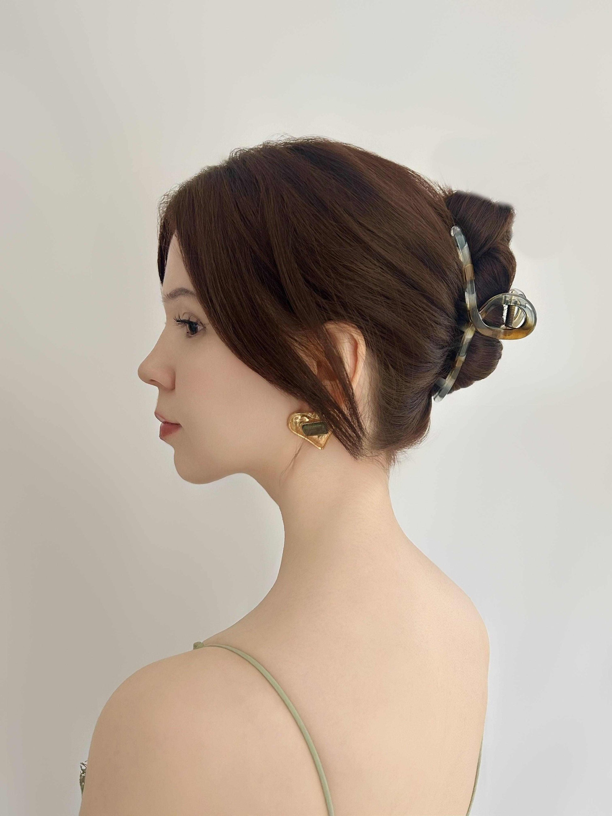 Modern Art Amber Marble Twisted Hair Clip - cllovestudio