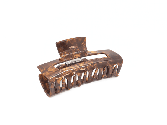 Nut Brown Marble Rectangular Hair Claw Clip - cllovestudio