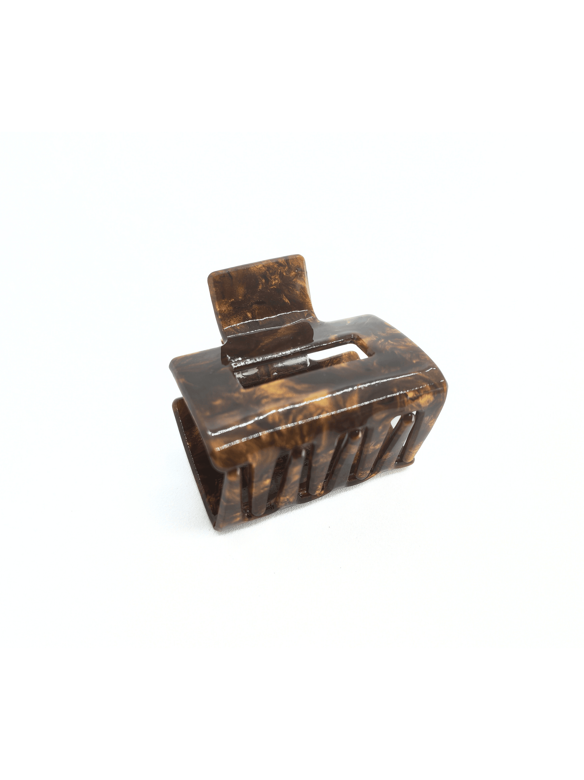 Nut Brown Marble Square Hair Claw Clip - cllovestudio