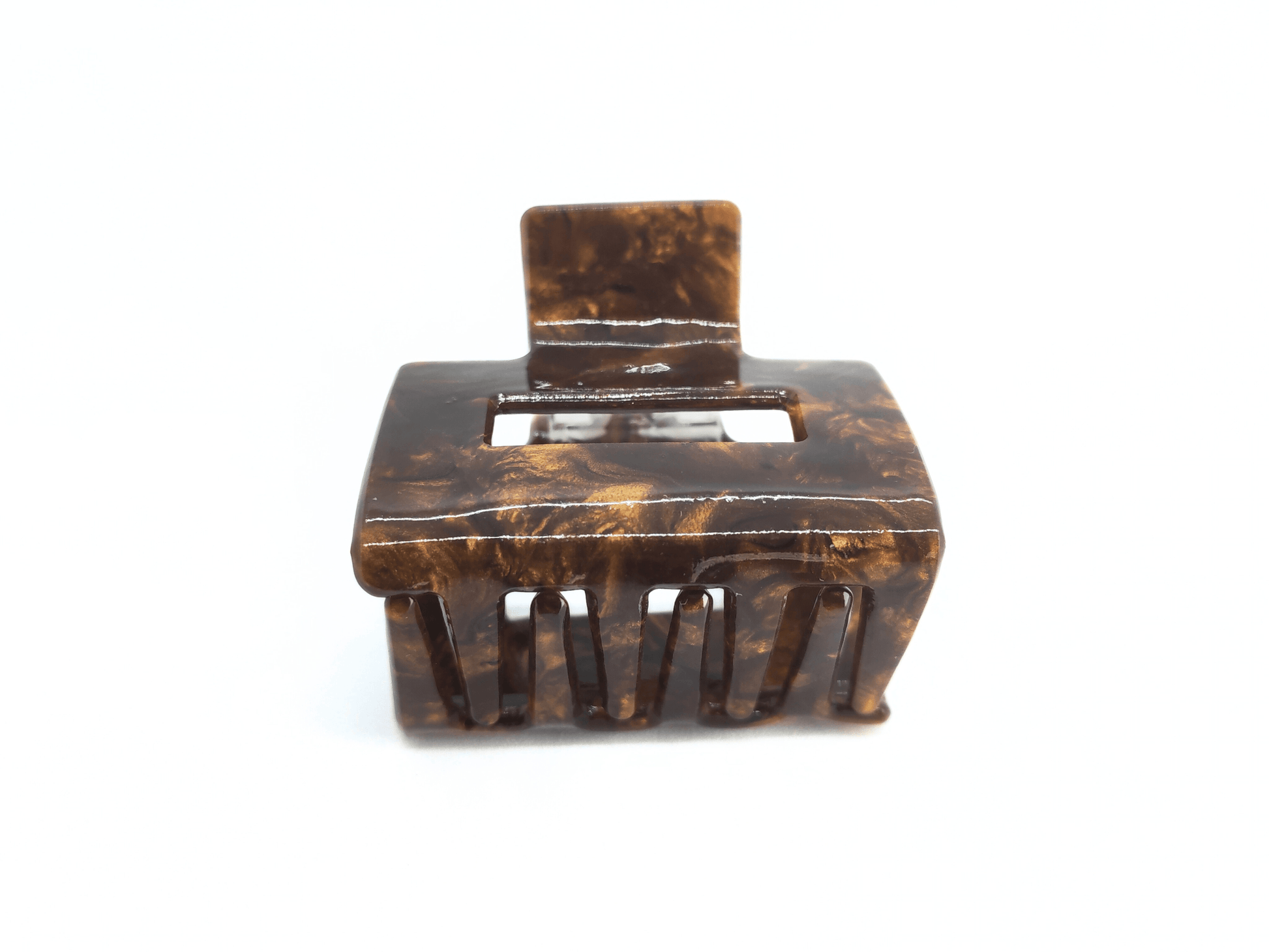 Nut Brown Marble Square Hair Claw Clip - cllovestudio