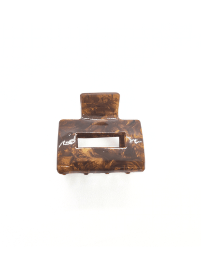 Nut Brown Marble Square Hair Claw Clip - cllovestudio