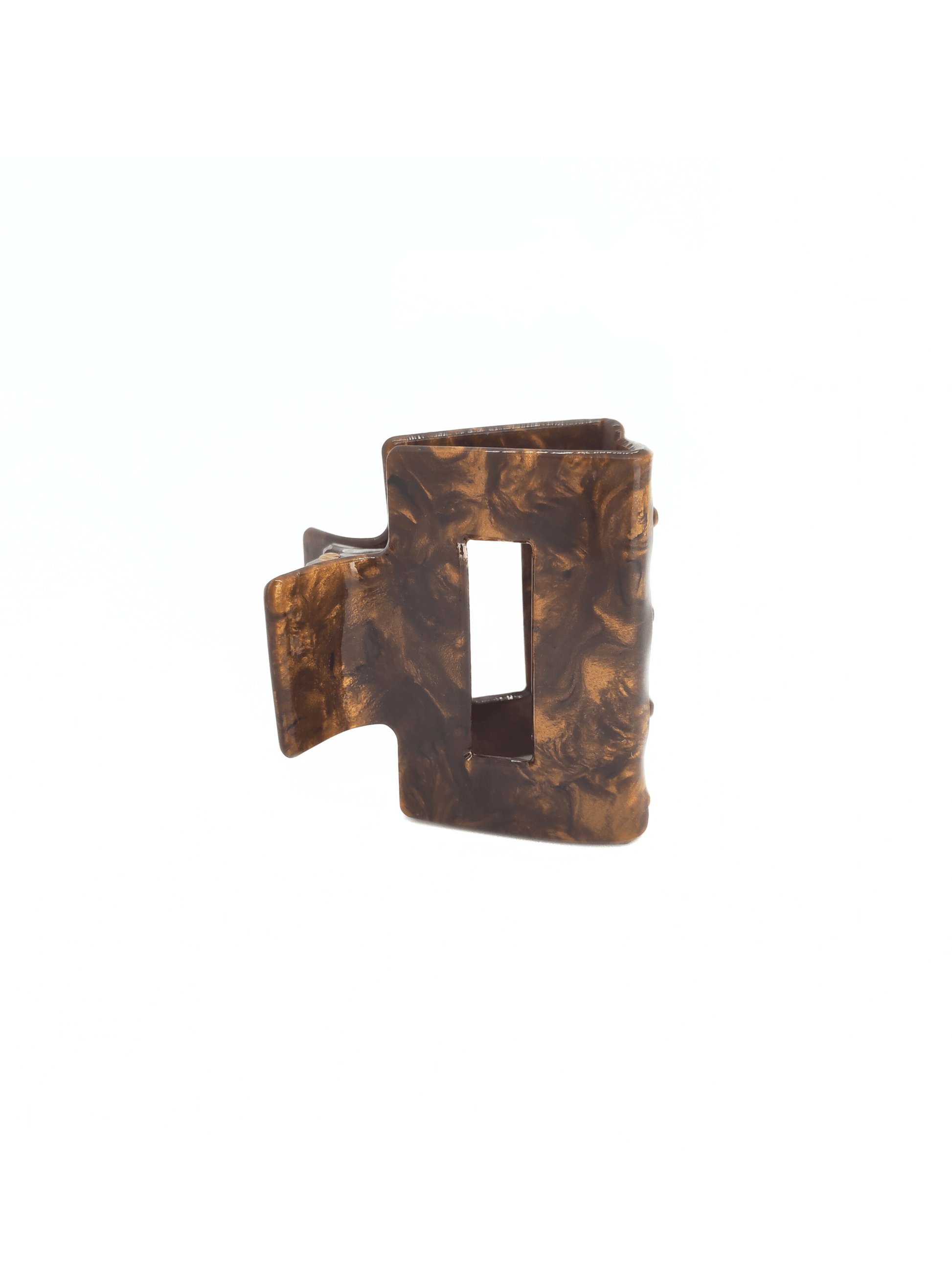 Nut Brown Marble Square Hair Claw Clip - cllovestudio