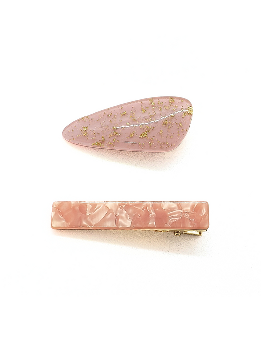 Pink Sparkle & Shell Hair Clips (2-Pack) - cllovestudio