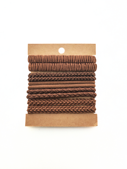 Premium Braided Hair Elastics - Neutral Shades (10-Pack) - cllovestudio