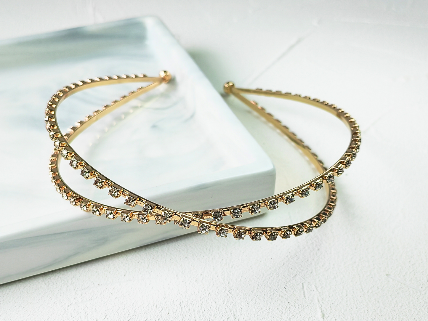 Rhinestone Double Row Narrow Band Headband - cllovestudio