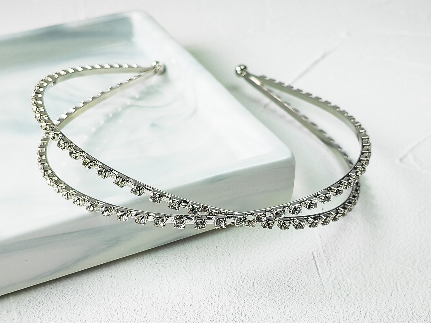 Rhinestone Double Row Narrow Band Headband - cllovestudio