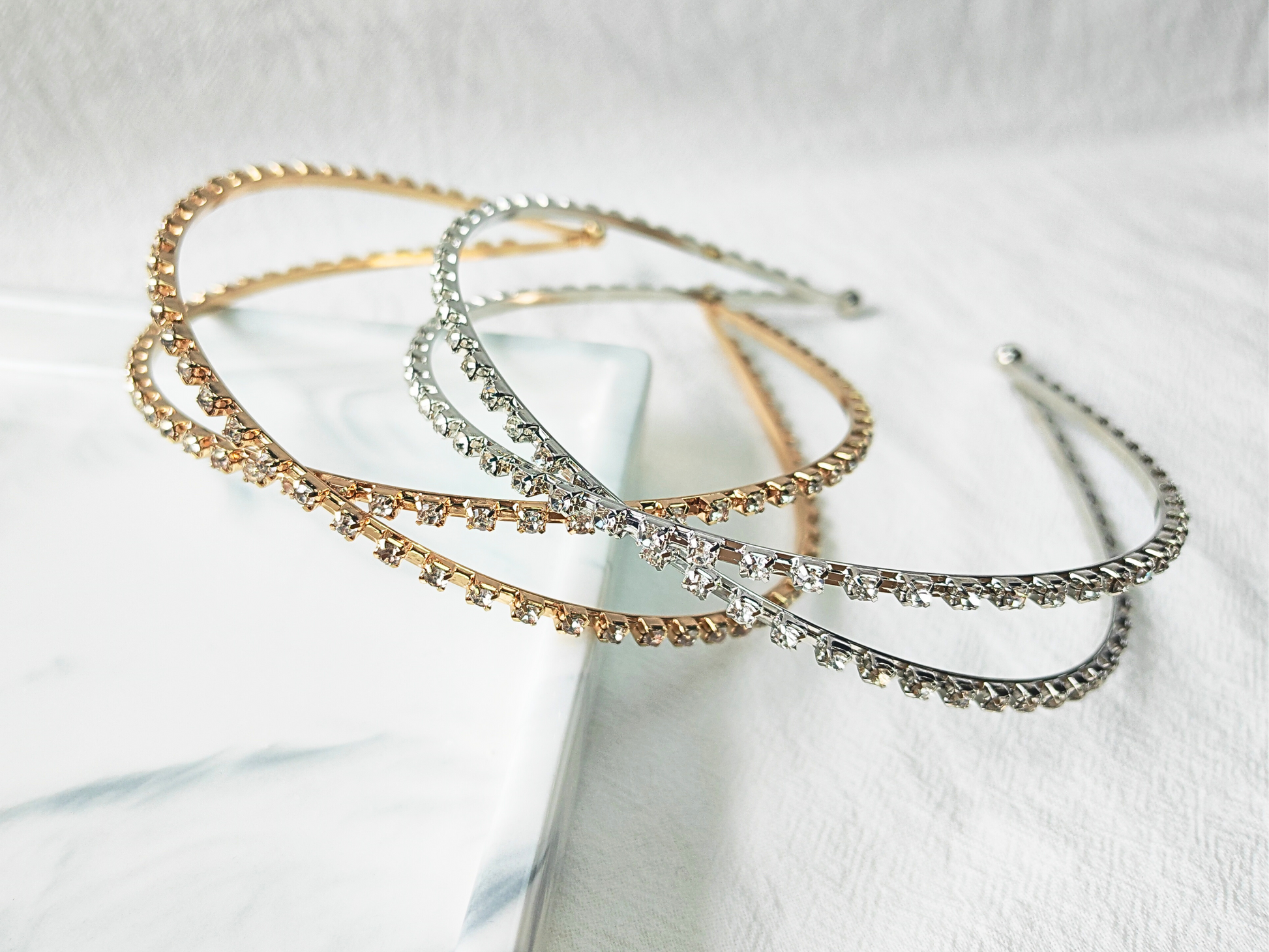 Rhinestone Double Row Narrow Band Headband - cllovestudio