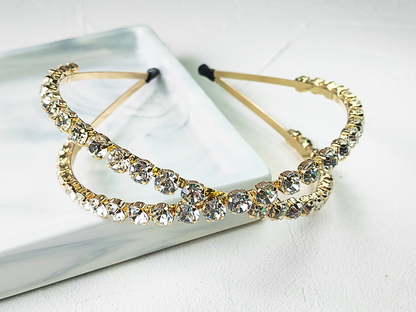 Rhinestone Double Row Wide Band Headband - cllovestudio