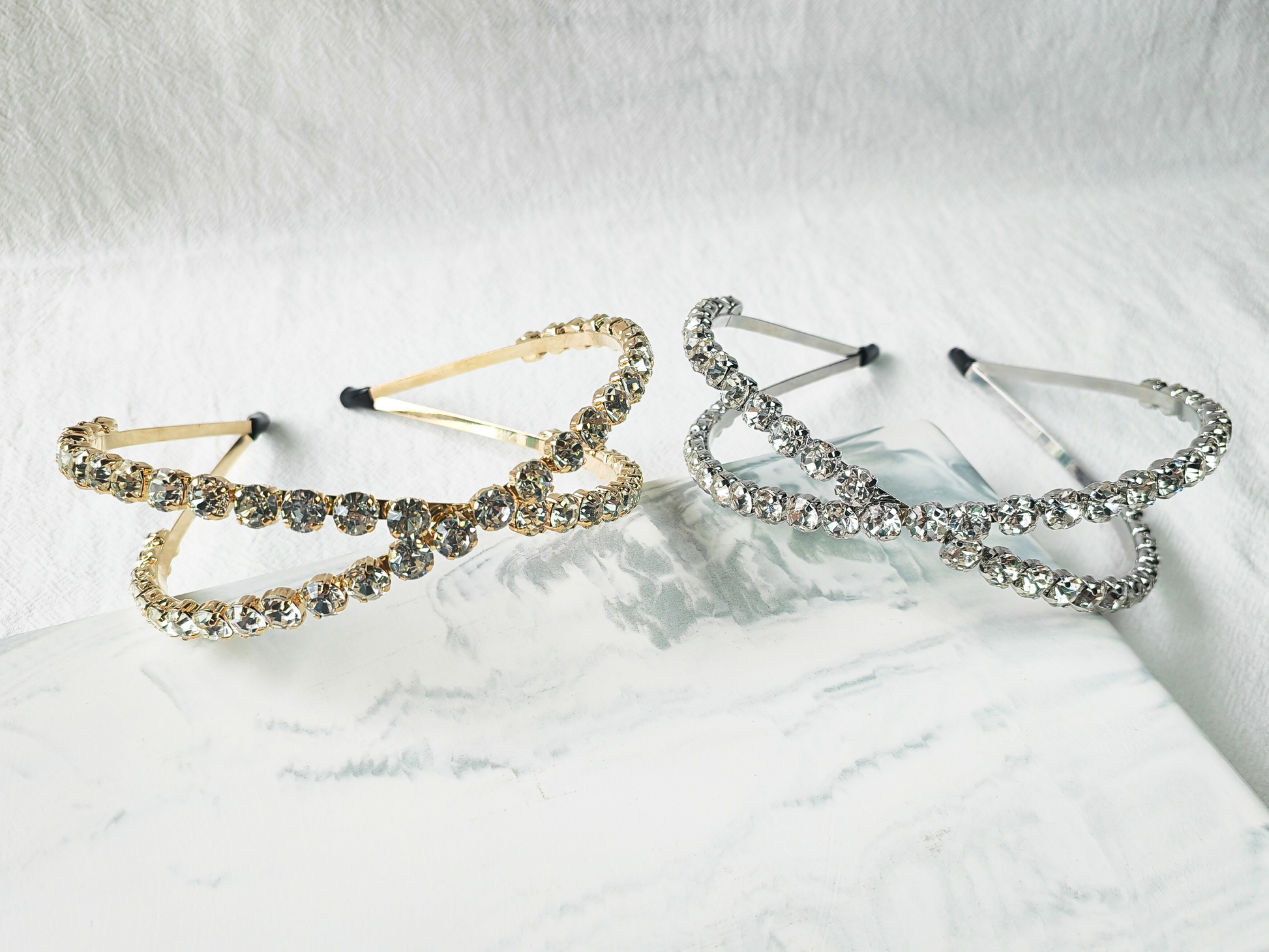 Rhinestone Double Row Wide Band Headband - cllovestudio