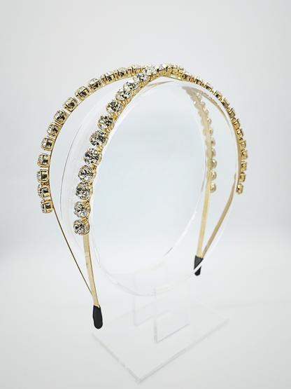 Rhinestone Double Row Wide Band Headband - cllovestudio