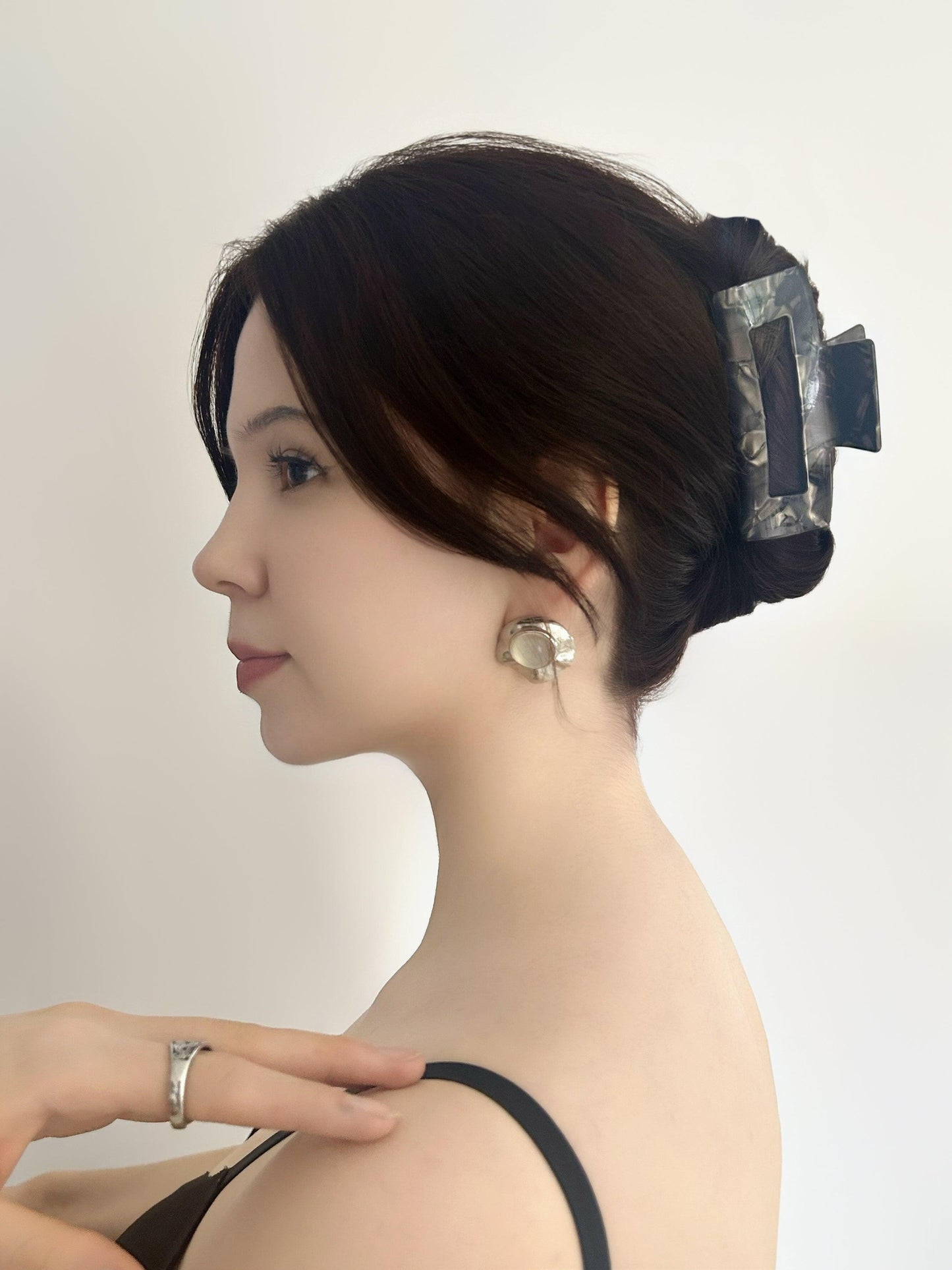 Smoky Marble Rectangular Hair Claw Clip - cllovestudio