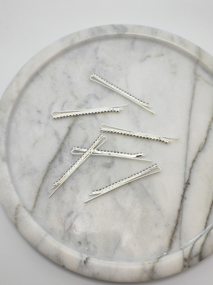 Sparkling Crystal Bobby Pins - Silver Glitter Hair Clips (4-Pack) - cllovestudio