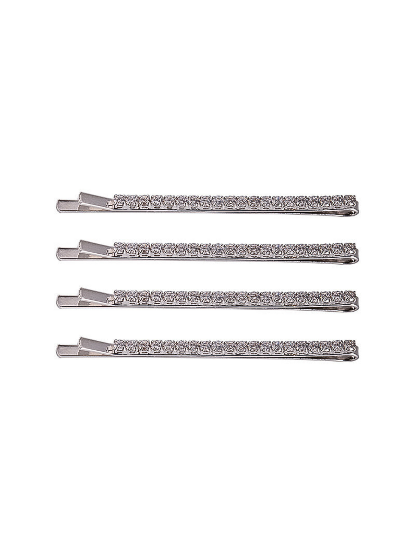 Sparkling Crystal Bobby Pins - Silver Glitter Hair Clips (4-Pack) - cllovestudio