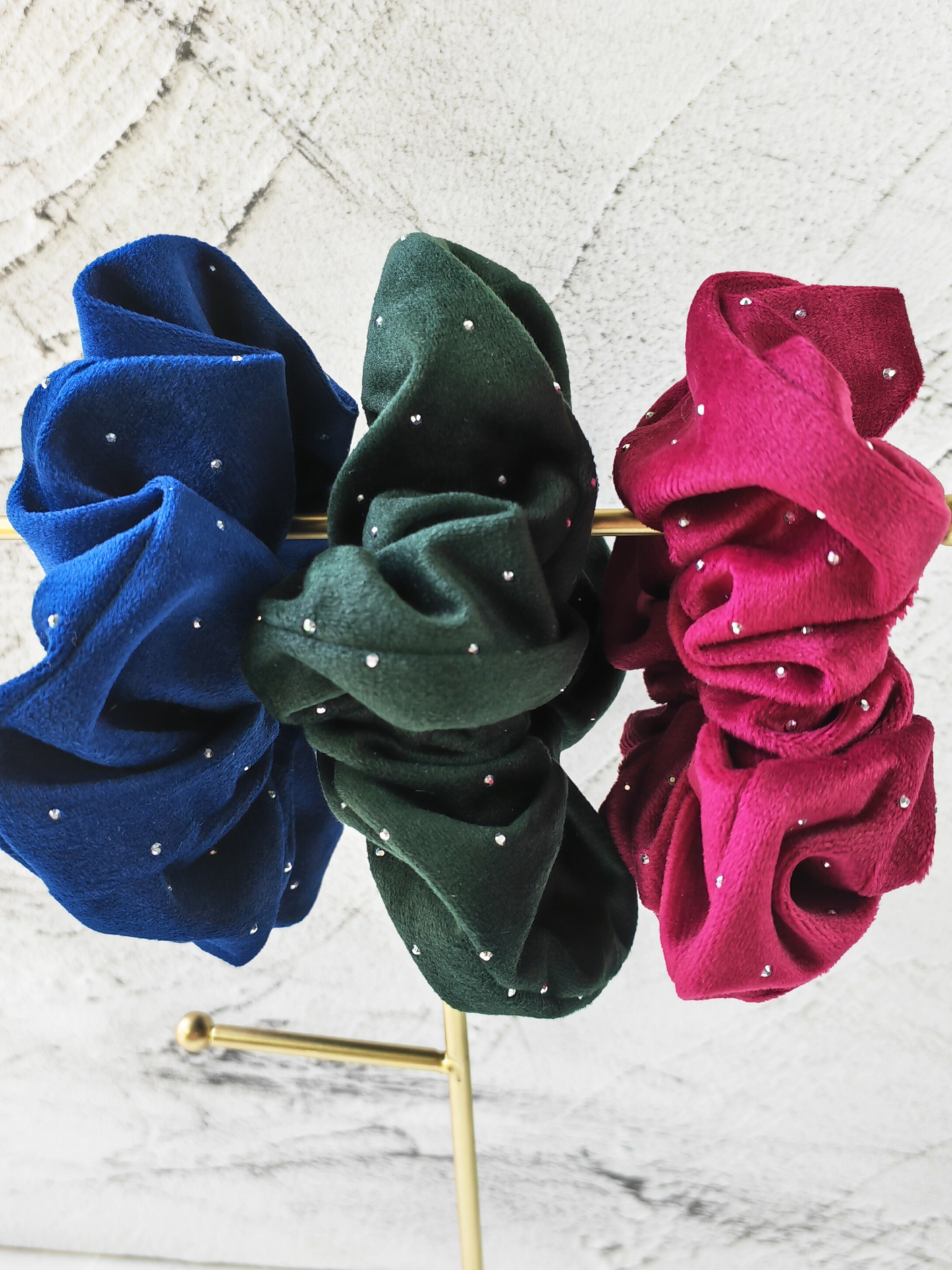 Sparkling Rhinestone Velvet Polka Dot Scrunchie - cllovestudio