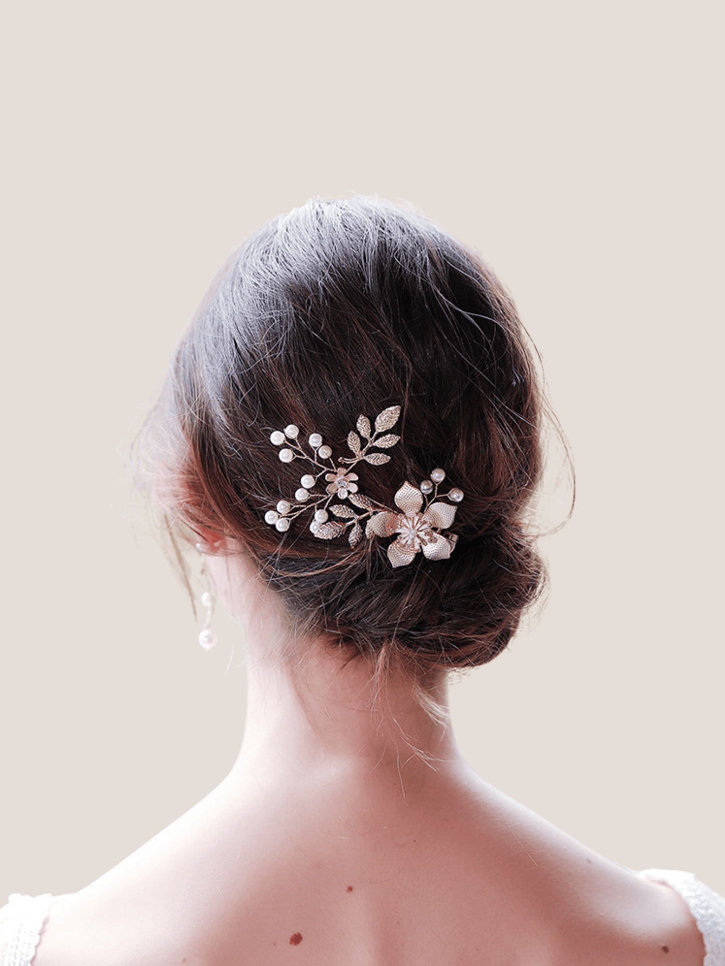 Vintage Pearl & Metallic Floral Bridal Hair Clip - cllovestudio