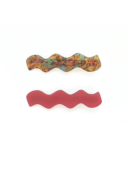 Wavy Tortoiseshell & Red Hair Pins (2-Pack) - cllovestudio