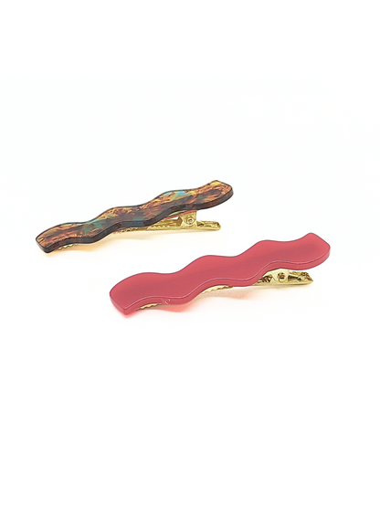 Wavy Tortoiseshell & Red Hair Pins (2-Pack) - cllovestudio